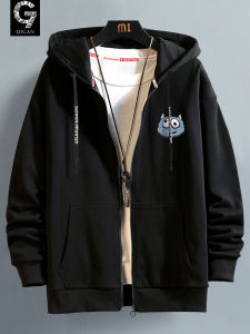 เสื้อสเวตเตอร์มีฮู้ดสำหรับผู้ชาย ทรงหลวม แขนยาว ผ้าคอตตอนผสมโพลีเอสเตอร์ ทรงปกติ แฟชั่นฤดูใบไม้ผลิและฤดูใบไม้ร่วง