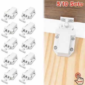 5/10 Sets White Beetles Non-Magnetic Touch Latch Cabinet Door Catch Push To Open Latches and Unlatch Cupboard Wardrobe Accessory