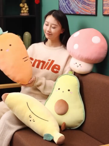 Soft Washable Plush Stuffed Toy Doll Pillow for Kids Girls Baby Gift Living Room Bed MushroomAvocadoBananaCarrotDoll Cushion Vegetable Fruit Pillow