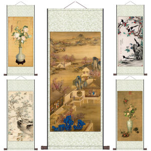 Giuseppe Castiglione Vase Figure Antique Music Figure Silk Scroll Painting Chinese Painting Famous Flower and Bird Ancient Age Dynasty Qing for Calligraphy and Painting