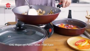 Panci Set 3 IN 1 Wajan Teflon Stainless Steel Cookware Set Anti Lengket Panci Isi 3 Free Penutup Kaca Panci Kukus Fry Pan Anti Lengket