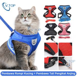 V.TOP Harness Dada Kucing Dan Anjing Bersikulasi Udara Tali Hewan Peliharaan Bereflektif Aksesoris Hewan - Ukuran Dada Leher Berat (S/M/L) (EXPORT)