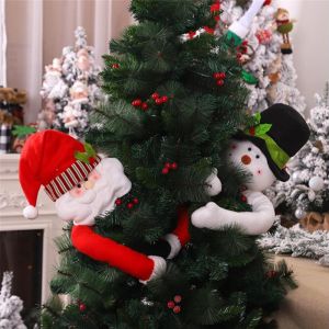 Cute Hugs The Tree Doll Santa Claus Snowman Christmas Tree Ornament Festive Decor Noel Atmosphere Cloth Xmas New Year 2024