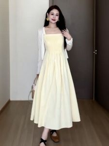 Unique Beautiful Belted Strap Dress Womens Autumn Winter plus Size High Waist Hip Concealing Slimming Elegant Dress