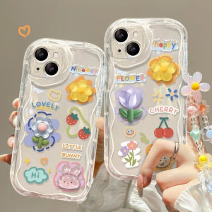 For Infinix Hot 12 Play 20 Play 30 11 10 Play Hot 30i 9 8 Play 10Lite Smart 6Plus 7 6 5 Note 12 G96 Colorful Bracelet Cute 3D Doll Rabbit Flower Shockproof Cover