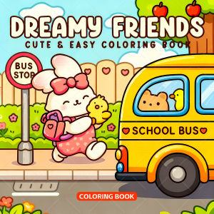 DREAMY FRIENDS Bold-easy Patterns Coloring Book for Adults Cute Drawing Book Perfect Gift for Party and Birthday 