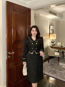 GLEC | High-end Plus Size French Style Two-Piece Look Splicing Dress
