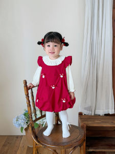 Autumn Mushroom Pattern Princess Dress for Baby Girls Cotton Sweet Style One Year Old Birthday Ceremony Dress Childrens Clothing