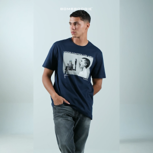 Bombboogie Kaos Pria Slimfit Waldrof Dark Navy 12E99B4DI