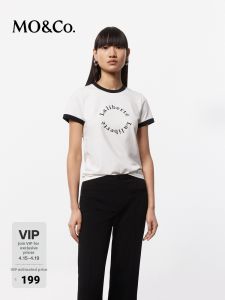 MO&Co. | Cool Summer Colorful Edge Short Sleeve Round Neck Slim Fit T-Shirt
