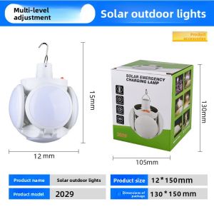 Solar Football Lamp Long Lasting Rechargeable Camping Light 5-Sided Luminous Multifunctional Folding Emergency Bulb for Home