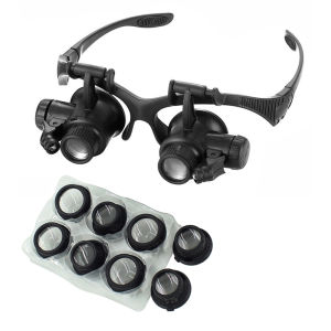 [Bside Tool Store] Hands-Free LED Magnifier Glasses with Headband for Jewelry and Watch Repair High-Definition Optical Magnification Tool