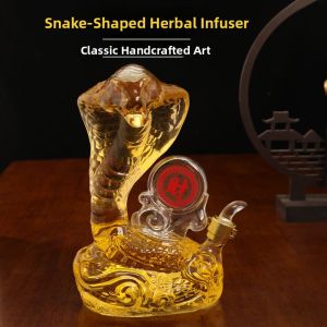 New Year Snake Zodiac High Borosilicate Glass Sealable Empty Wine Bottle Home Use Display Piece Gift Item Luxury Wine Decanter