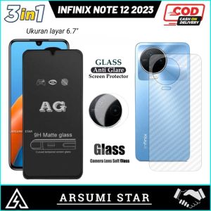 PROMO PAKET MURAH 3 IN 1 TEMPERED GLASS CERAMIC ANTI SPY INFINIX NOTE 12 2023 ANTI GORES PELINDUNG LAYAR CERAMIC ANTI SPY + GARSKIN + SKIN CAMERA
