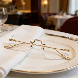 Golden Wire Rimless Glasses for Women Square Golden Wire Small Frame Simple Eyeglass Frames for Men and Women Rimless