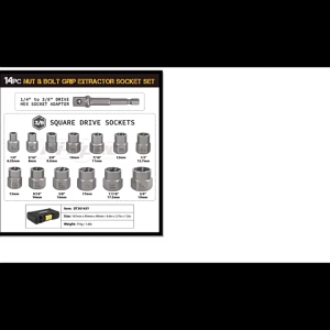 14PCS /6.35MM-19MM Bolt Nut Screw Remover Extractor Removal Set With Case Threading Hand Tools