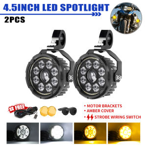 HL Round 4.5" Motorcycle Auxiliary LED Lights IP68 Work Lamp With Dimmer Switch For BMW F850GS R1300GS ADV Bike off-road use