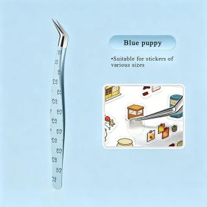 New Stainless Steel Curved Stickers Tweezers High Precision Cartoon Lashes Extension Tweezer Anti-static Eyelash Curler