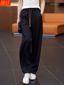 Deep Grey Soft Denim Wide Leg Pants Womens High Waist Loose Slimming Casual Straight Leg Trousers Autumn New Style