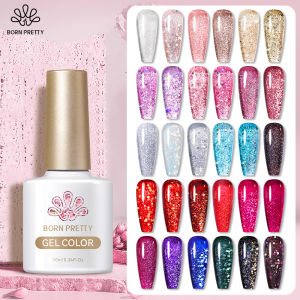 BORN PRETTY 10/15ml Reflective Glitter Gel Nail Art Polish Nail UV Gel Auroras Gel Iridescent Gel Base Top Coat Super Top Coat Nail Soak Off UV Gel for Nails Design
