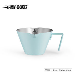 MHW-3BOMBER 100ml Espresso Measuring Cups Single/Double Spouts Stainless Steel Espresso Shot Cups with Handle Scale Barista Tool