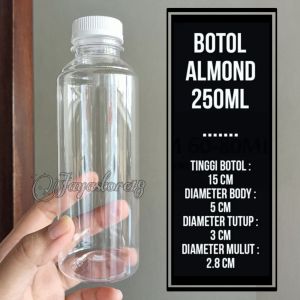 50PCS BOTOL ALMOND SN 250ML tebal 14gr pengiriman khusus ekspedisi jne jnt sicepat botol murah botol kopi jamu teh susu diameter tutup botol 3cm GROSIR BOTOL TOPLES JAR MURAH LANGSUNG PABRIK JAYASTORE18