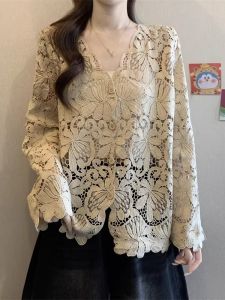 AIYITI | Lace Hollow-out Loose Slimming Long-sleeve Sun-protection Blouse