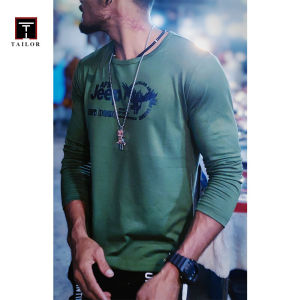 T-shirt lelaki lengan panjang t-shirt 2024 lelaki baru atas mudah dan kacak korea lelaki memakai