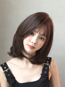 TSE Short Wig 40CM Shoulder Length Hair Wigs With Straight Bangs Bob Haircut D3107