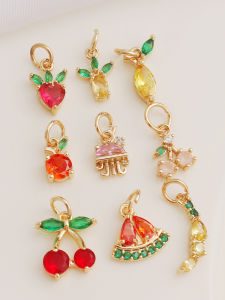 จี้ลูกปัดทองคำชุบทอง 14K หลากสีสัน เครื่องประดับ DIY ทำมือ จี้ลูกปัดสร้อยคอ ต่างหู อุปกรณ์ตกแต่งเครื่องประดับ