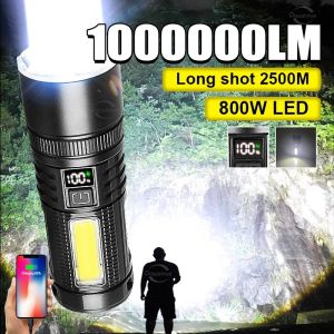 High Power LED Flashlight Portable Torch light Rechargeable flashlight water proof flashlights super light Lantern outdoor Camping lamp cob working light emergency light torchlight powerful 1000000lm japan heavy duty flash light Tactical laser light 手电筒