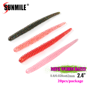 SUNMILE 20pcs Easy Shaker 6.2cm Senko Worm Fishing Soft Lures Artificial Silicone Bass Trout Plastic Baits