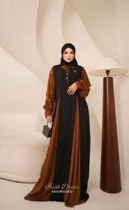 damla id gamis simpel kekinian 2025 edisi irish motif terbaru kekinian
