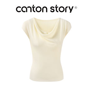 Cantonstory | French Apricot Short Sleeve Waist Cinching Sweater Women