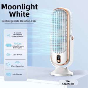 Desktop Battery Powered Mini Fan Office Desk Cooling Air Conditioner Tower Fan Long Endurance Temperature Regulation Tool