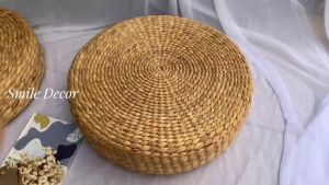 Đệm ngồi bệt Smile Decor hình tròn đan lục bình dùng ngồi thiền  yoga  bàn trà Nhật