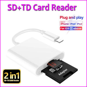 เครื่องอ่านการ์ดการ์ดความจำแบบ2 In 1สำหรับ iPhone iPad สายเคเบิล OTG ตัวแปลงอะแดปเตอร์จากกล้องไปยังสมาร์ทโฟนไลท์นิ่ง