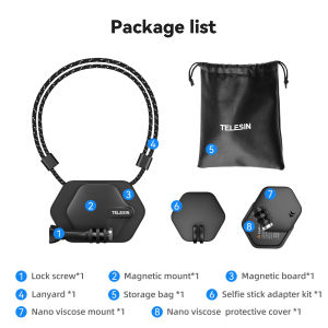 TELESIN Magnetic Camera Neck Holder Mount Hanging Bracket Quick Release for GoPro 12 11 10 Action 4 insta360 X3 Action Cameras