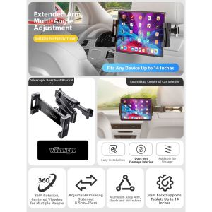 wasshope | Car Rear Seat Tablet Phone Stand Metal Headrest Mount