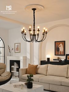 MOYU | Vintage French Living Room Chandelier Wooden