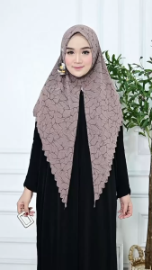 Jilbab Instan Non Pad Faiza Laser Cutting Gesper Bahan Jersey Knit Motif By Daura Gama