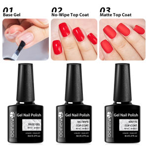 MSRUIOO 8ml Base No-wipe Matte Top Coat Gel Nail Polish Long-Lasting Soak Off UV Gel Nail Supplies Manicure Nail Art Vernis