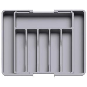 1pc Silverware Drawer Organizer Adjustable Flatware Tableware Organizer Expandable Plastic Utensil Tray for Spoons Forks Knives