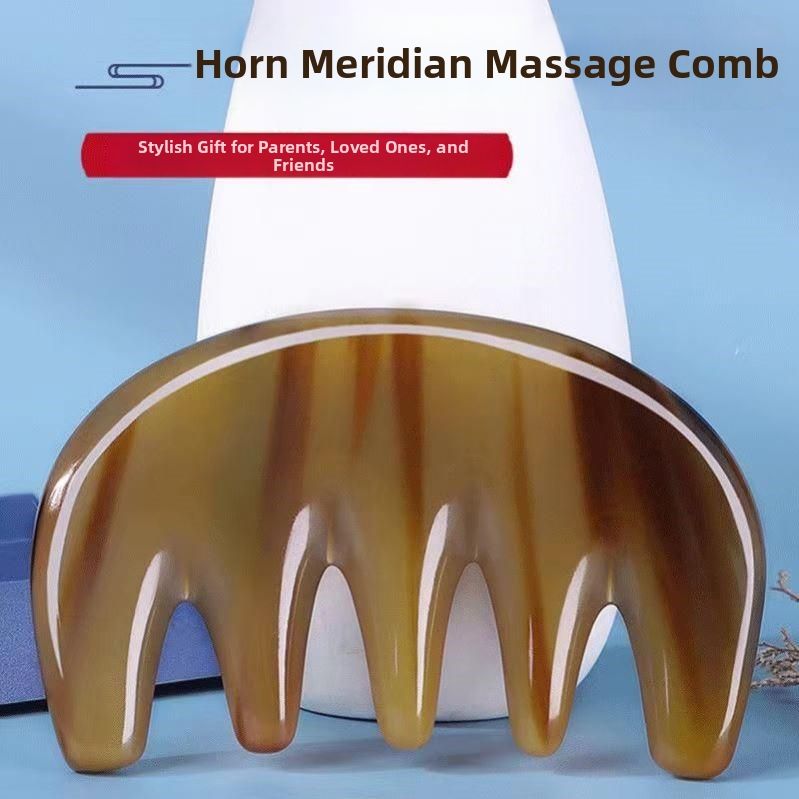 Pente de dentes largos de chifre de búfalo natural Keluojing, massageador de couro cabeludo espesso para terapia de pentear e raspar
_voghion.com