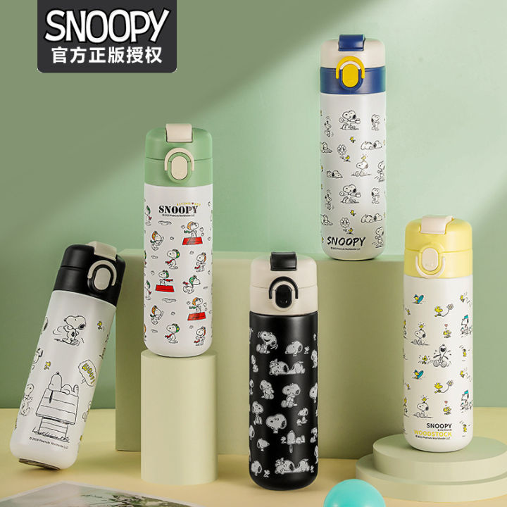 【Snoopy】Snoopy Creative Double Drink Cup 316 Stainless Steel Thermos Ins Straight Drink Cup Straw Cup Student Thermos Cup 450ml