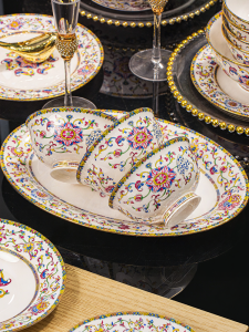 mornenjoy | High Quality New Dinnerware Set Jingdezhen Enameled Tableware