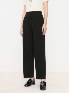 Koradior | Classic Black Simple Straight Casual Pants