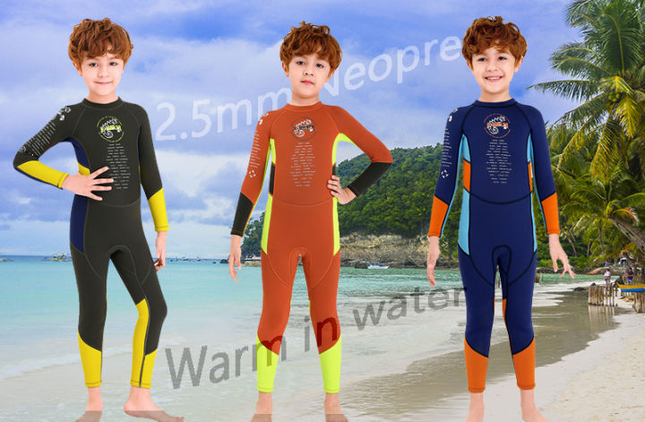 HIKAYA Boys Thermal Swimsuit Neoprene 2.5mm Kids Swimming Suit For