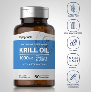 KRILL OIL 1000 MG OMEGA3 EPA / DHA + ASTAXANTHIN 60 QUICK RELEASE SOFTGELS PIPINGROCK โอเมก้า3 แอสต้าแซนทีน