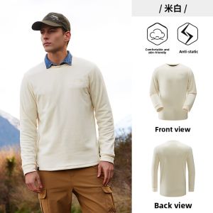 Jeep | Jeep Mens Outdoor Warm Fleece Sweatshirt Long Sleeve Round Neck Pullover Anti-static Autumn Winter Thermal Breathable Hoodie